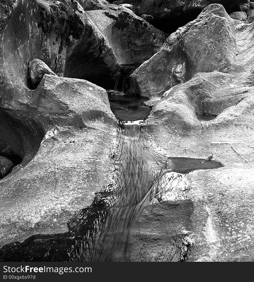 Waterfall in black and white