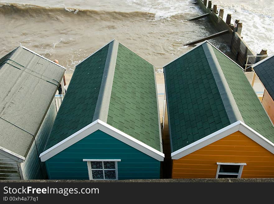 A row of beach huts at Southwold. February 2008. A row of beach huts at Southwold. February 2008.