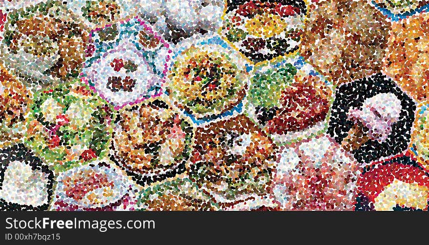 Pointillize Background of vegitable, meat and fruits. Pointillize Background of vegitable, meat and fruits