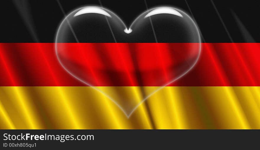 Illustration of the germany flag with a transparent heart in the middle. Illustration of the germany flag with a transparent heart in the middle