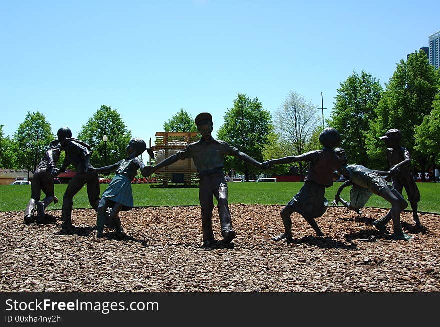 Bronze sculptures of children having fun. Bronze sculptures of children having fun