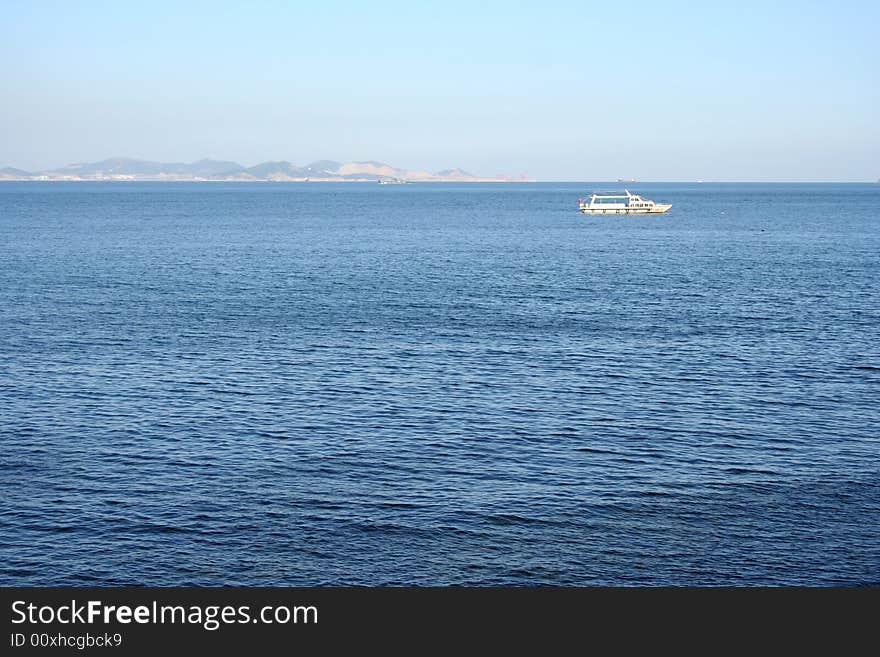 A ship on the sea