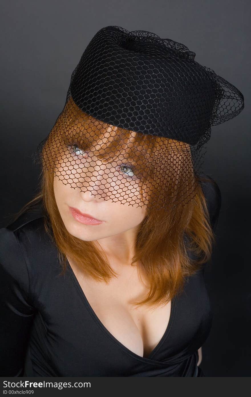 The beauty girl in black hat