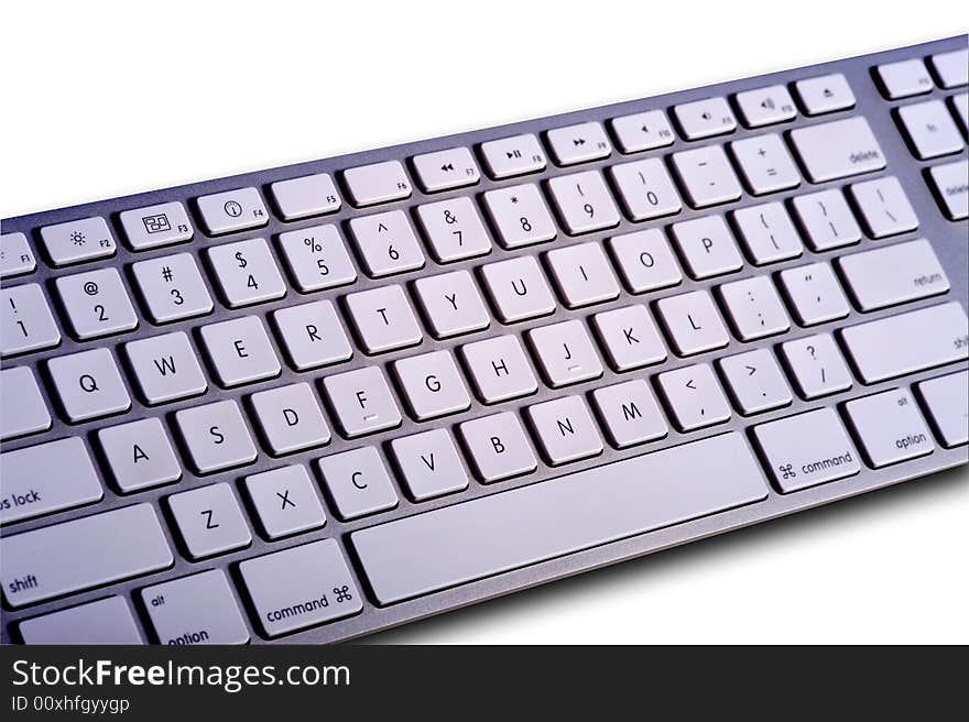 A modern computer keyboard on a white background