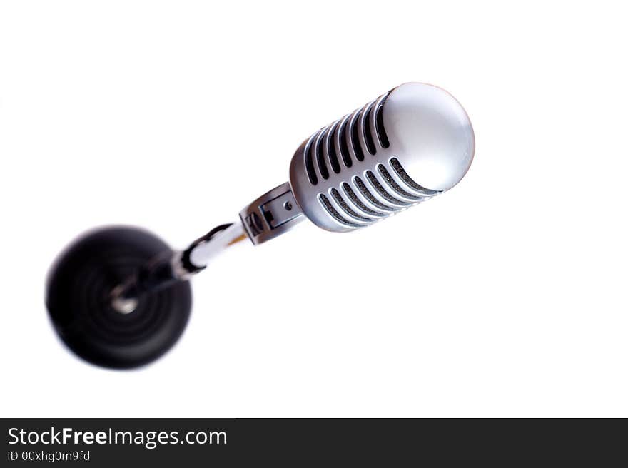 Vintage Microphone on White