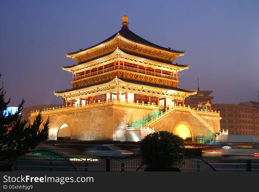 Chinese style building at night. Chinese style building at night