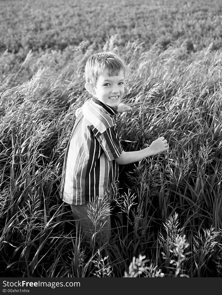 Happy Boy In Field