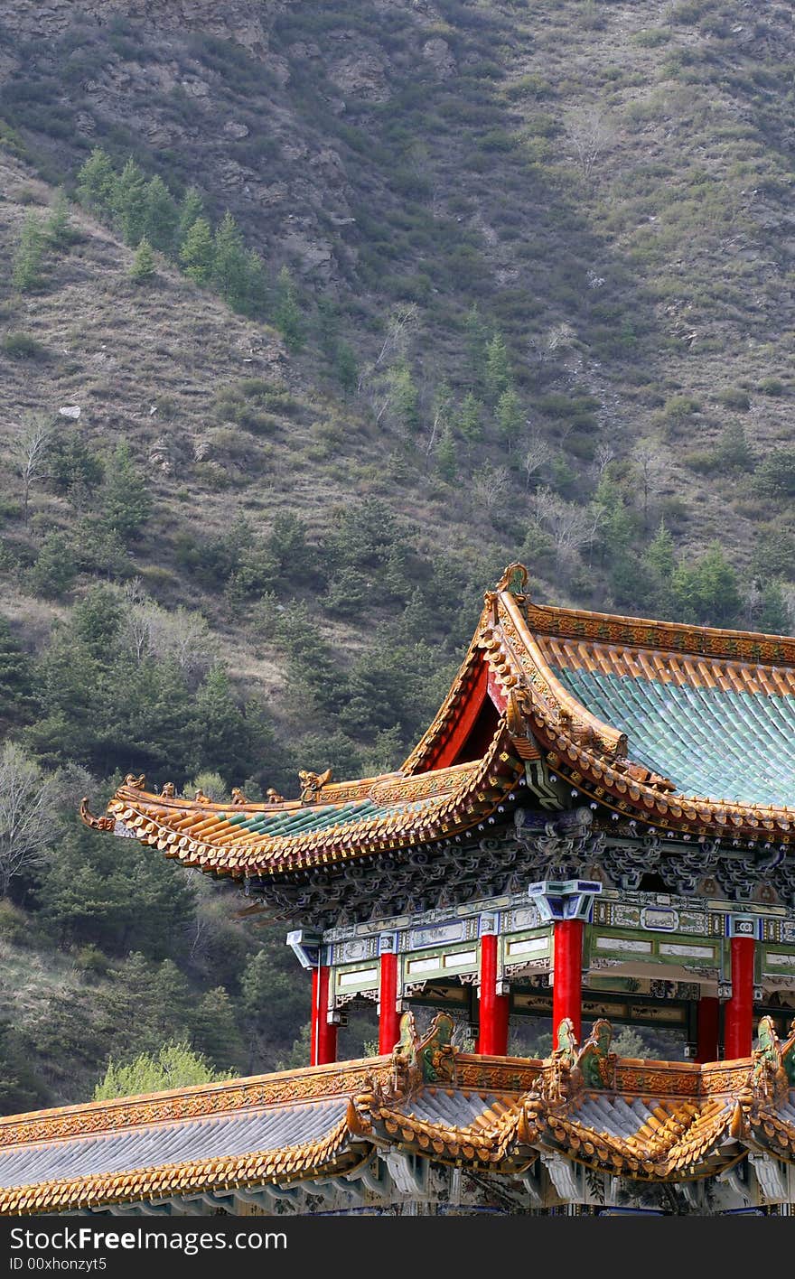 Chinese ancient building on the mountain. The exquisite and beautiful eave is a great characteristic of the Chinese ancient building.