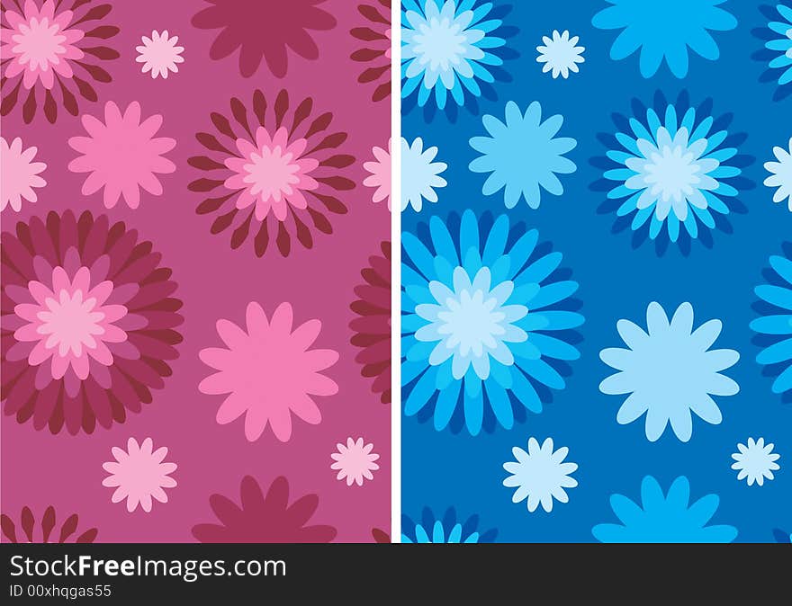 Floral retro pattern in two color variants