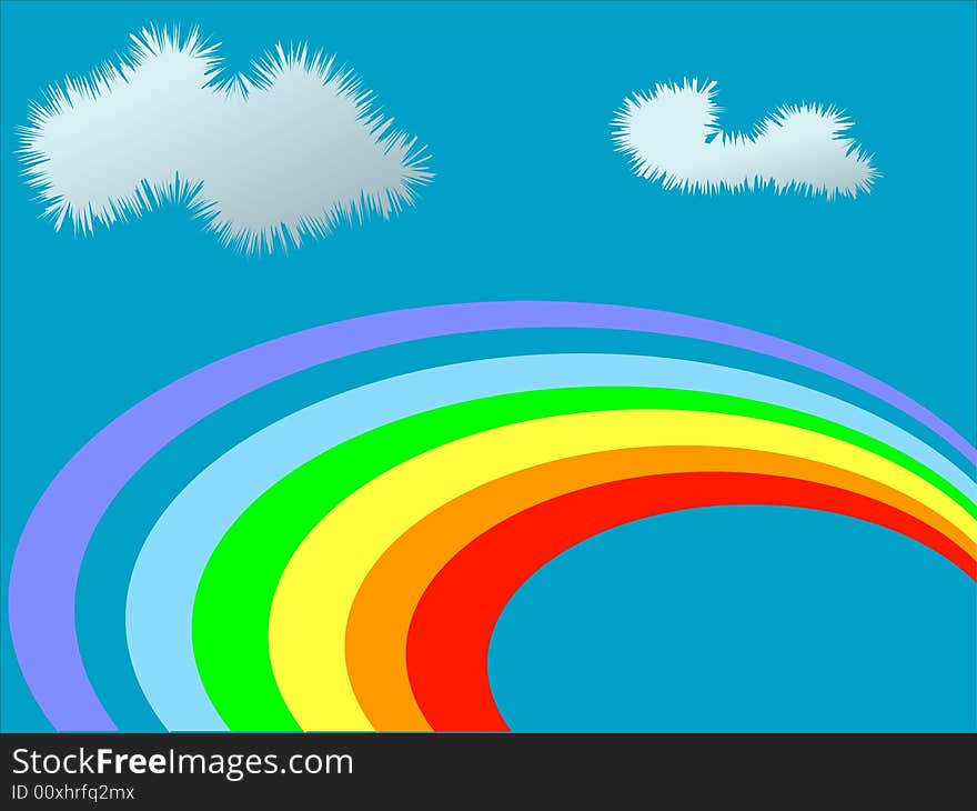 Bright rainbow on a background of the sky