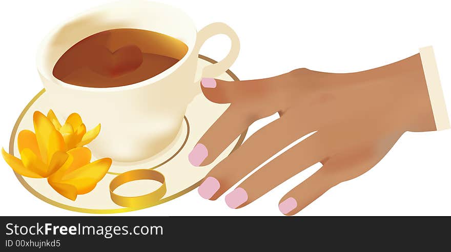 Hand is going to to take ring. One cup. Hand is going to to take ring. One cup.