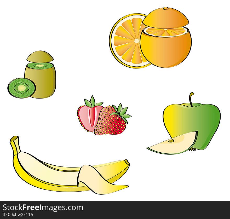 Some fruits isolated on a white background