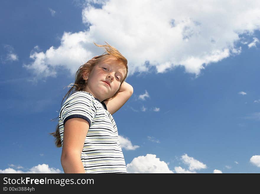 Happy child hike on the field with red poppies. Happy child hike on the field with red poppies