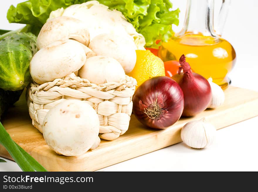 Fresh vegetables isolated on a white background.