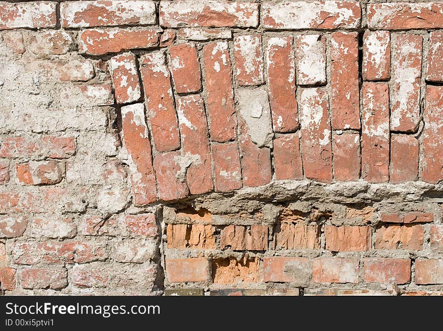 Old brick wall. Abstract texture. Close up.