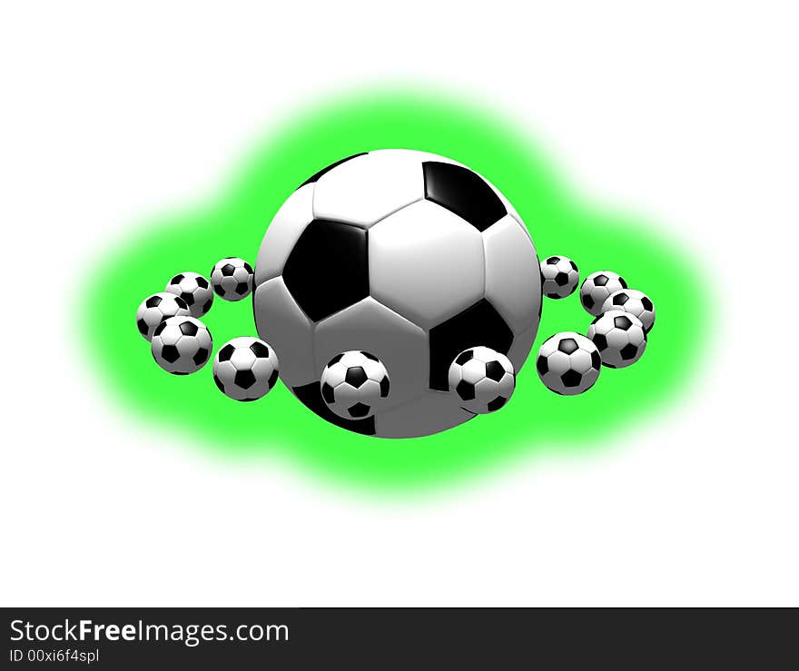 Soccer balls in the air - 3d illustration