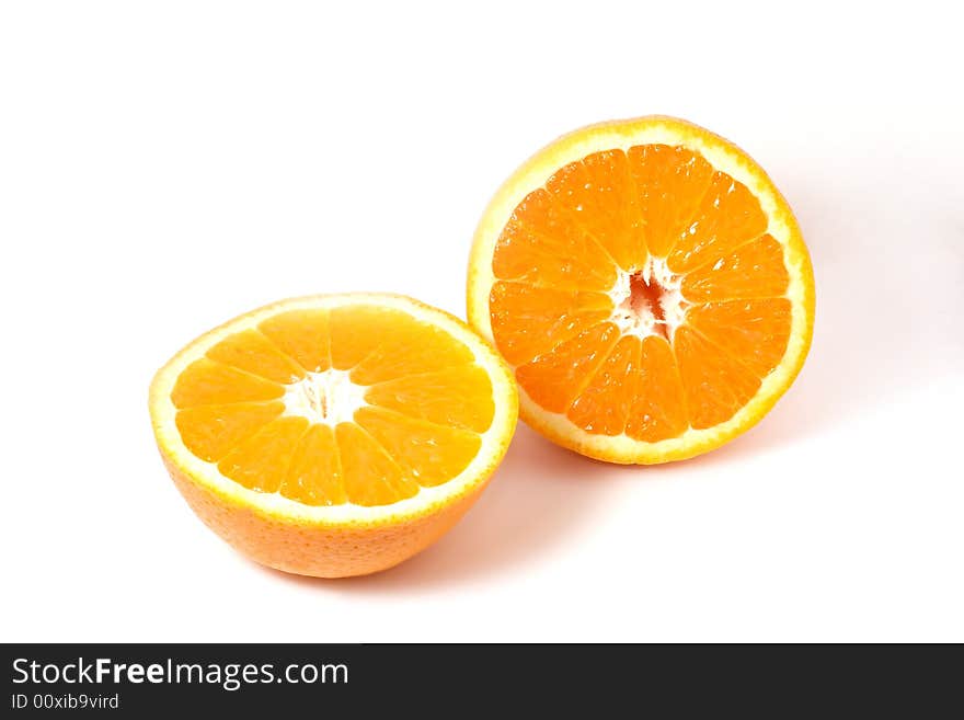 Photo of the two oranges in isolate. Photo of the two oranges in isolate