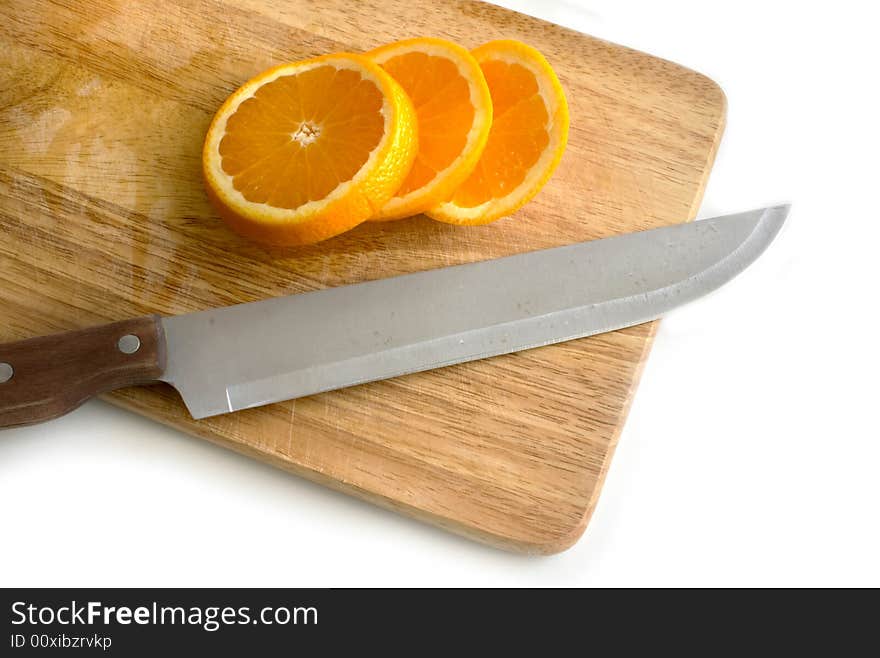 Photo of the oranges on the board. Photo of the oranges on the board