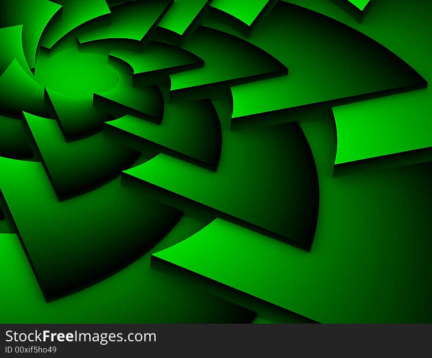 Green 3D Abstract spiraling background