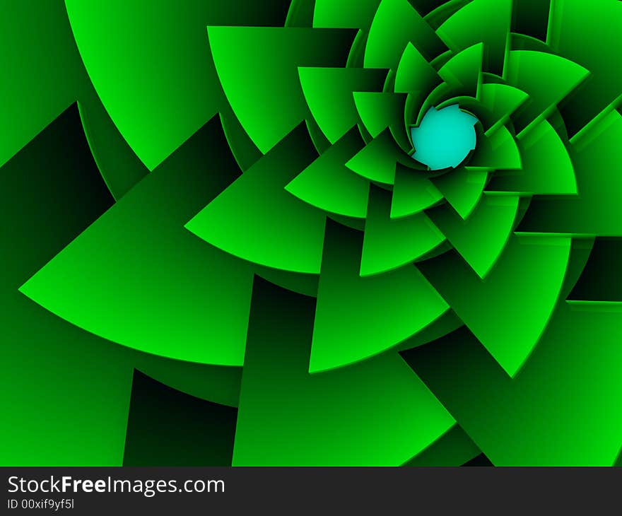 Green 3D Abstract spiraling background