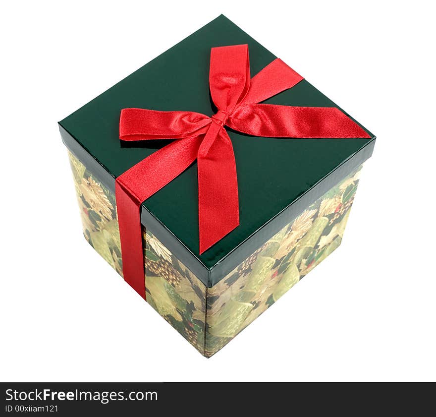 An image of isolated box with red ribbon