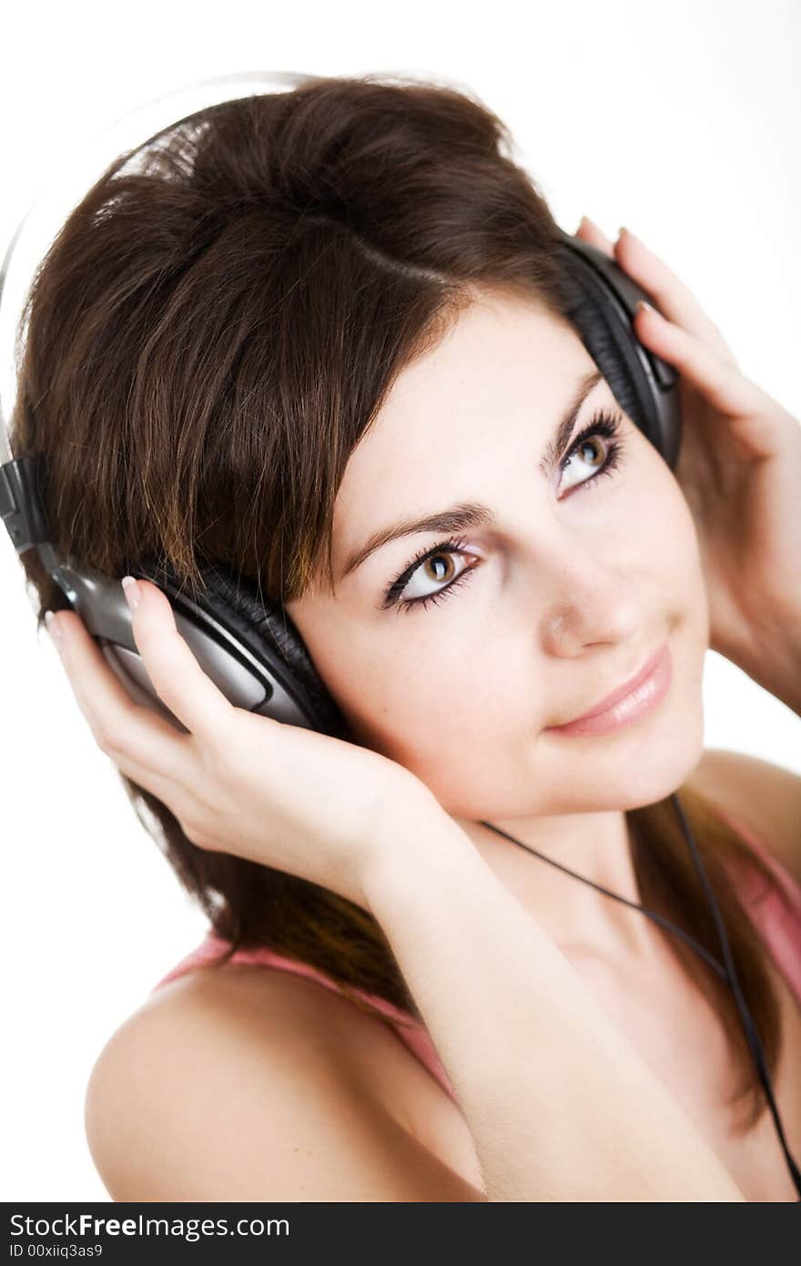 An image of a woman with headphones. An image of a woman with headphones