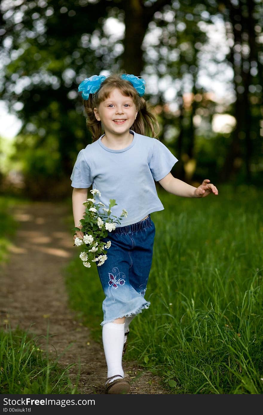 Girl running in park