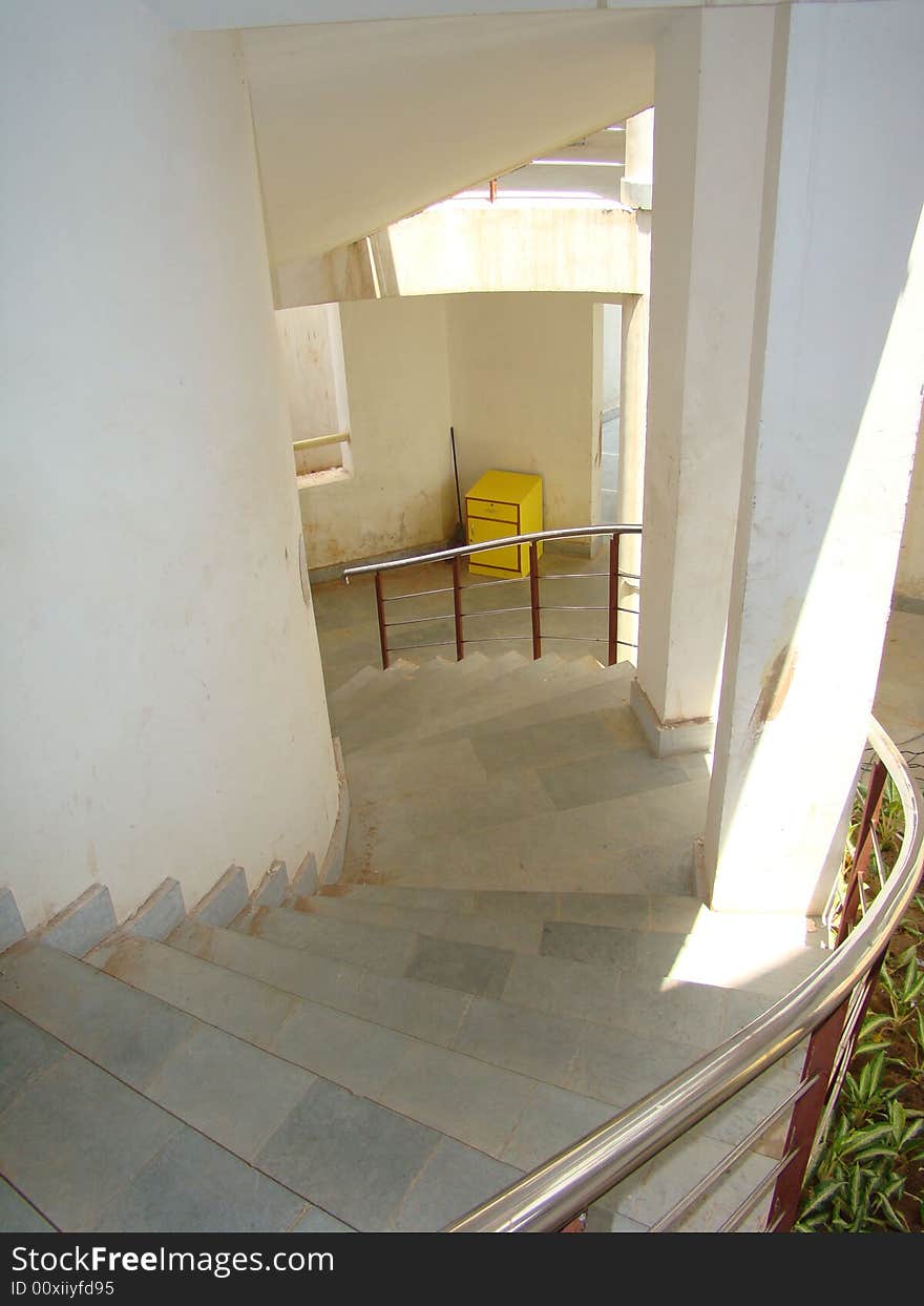 Down staircase Steps in an old building