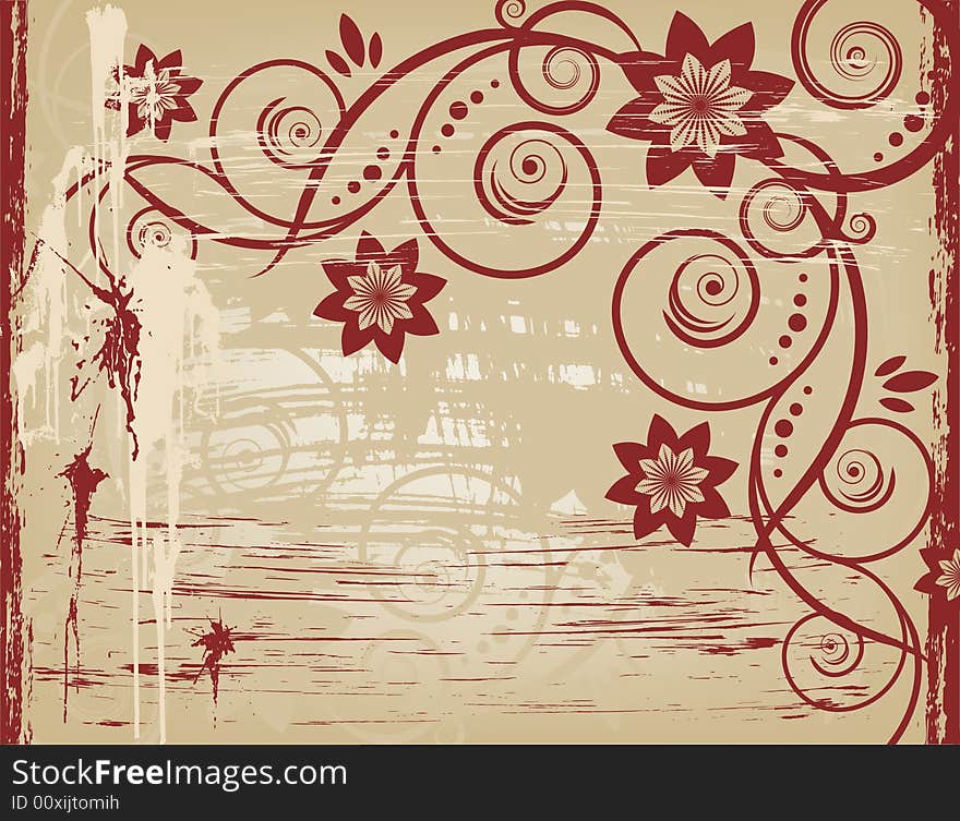 Grunge Floral Vector Design.