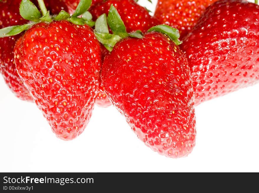 Delicious strawberries on white background. Delicious strawberries on white background