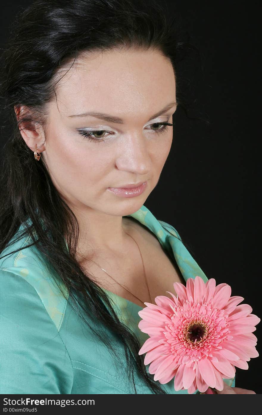 Attractive girl on black background