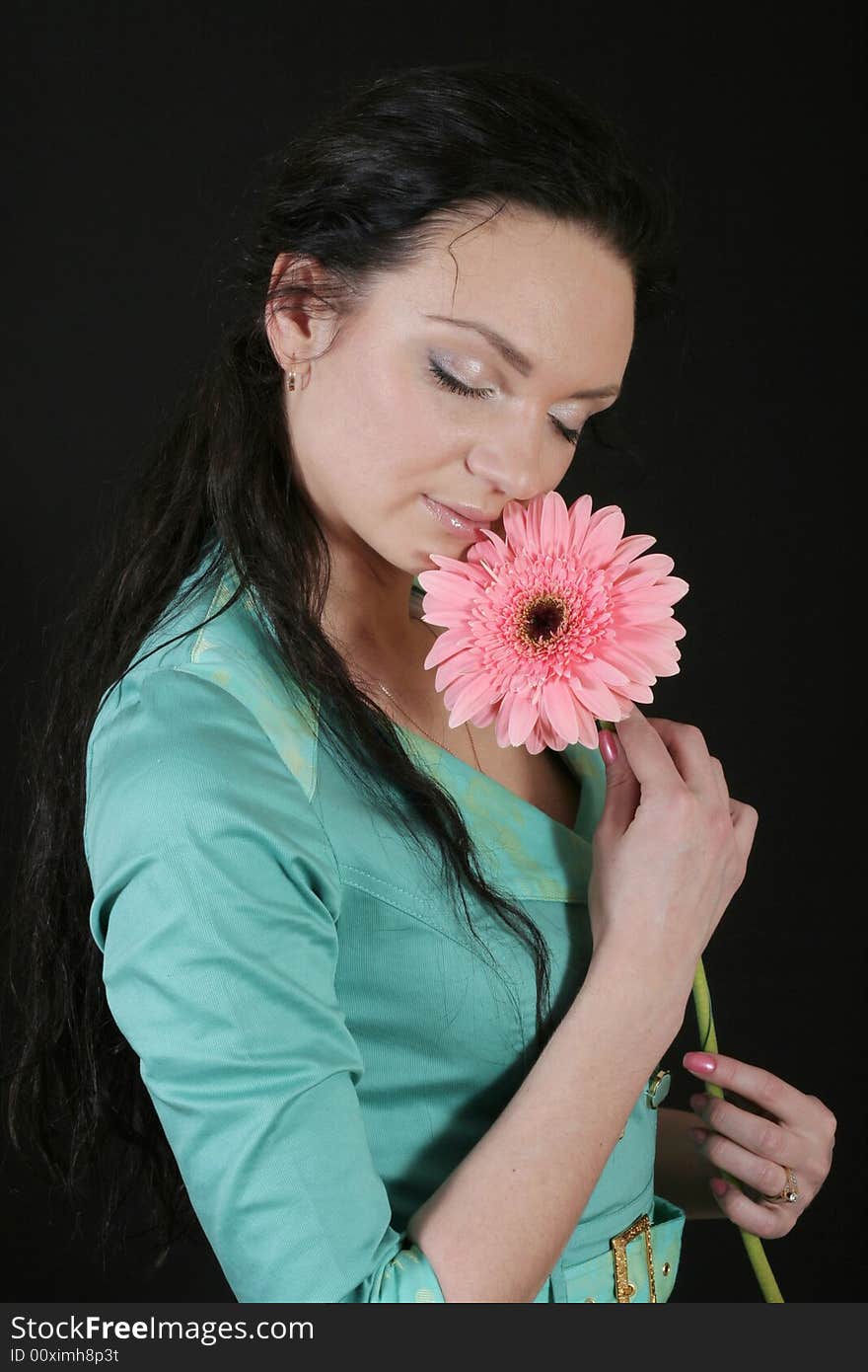 Attractive girl on black background