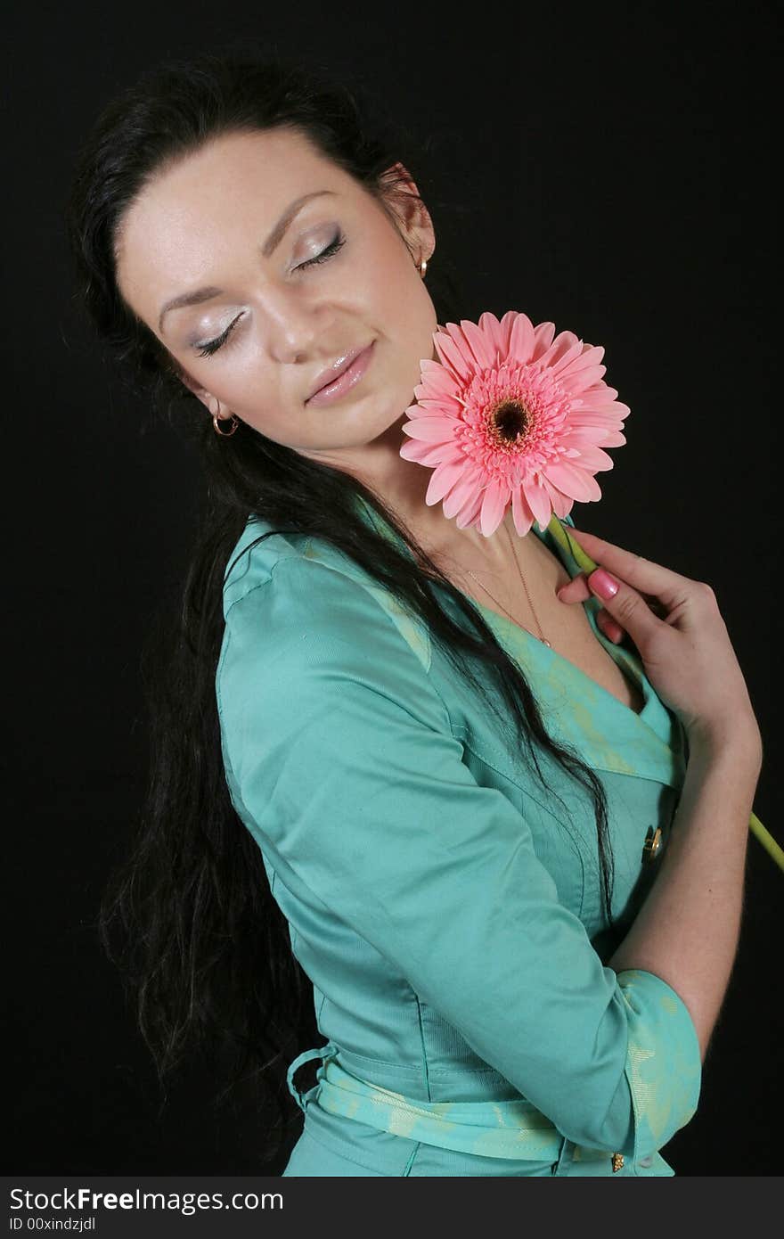 Attractive girl on black background