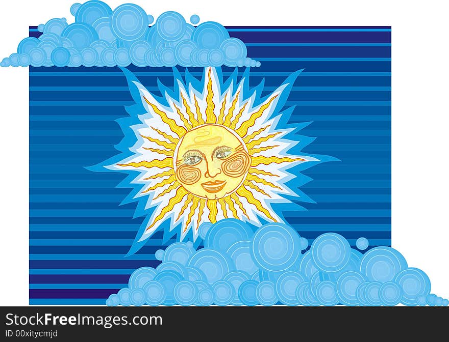 Illustration Sun color, vector & raster