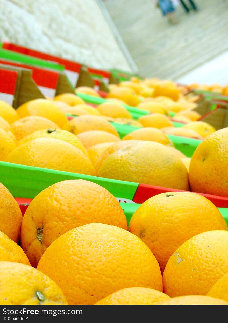 Many oranges on the market