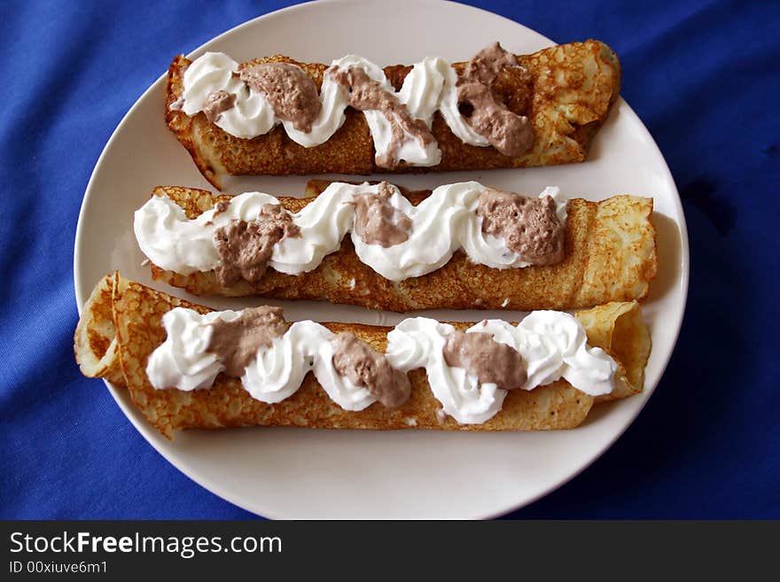 Crape with chocolate - it's as sweet as sugar. Crape with chocolate - it's as sweet as sugar