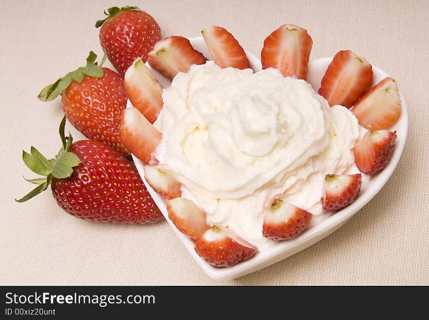 Dessert from a strawberry with a cream. Dessert from a strawberry with a cream.