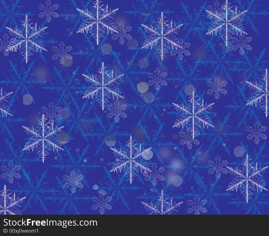 Dark blue background with different colored snowflakes. Dark blue background with different colored snowflakes