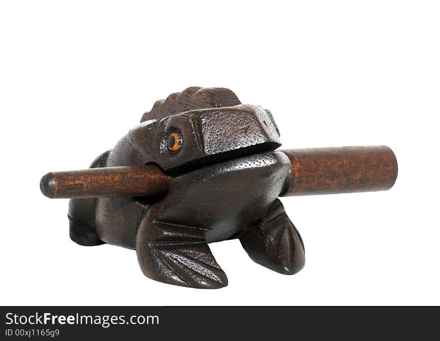 Handmade  african wooden frog, isolated