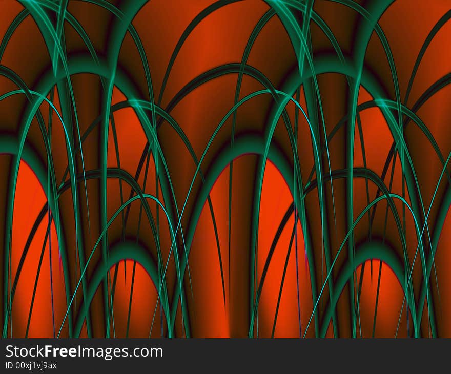 Glowing red arcs - abstract digital illustration