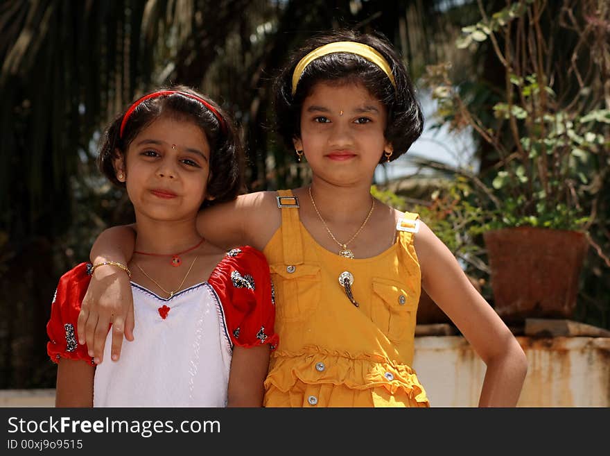 A two girls proudly showing their friendship. A two girls proudly showing their friendship.