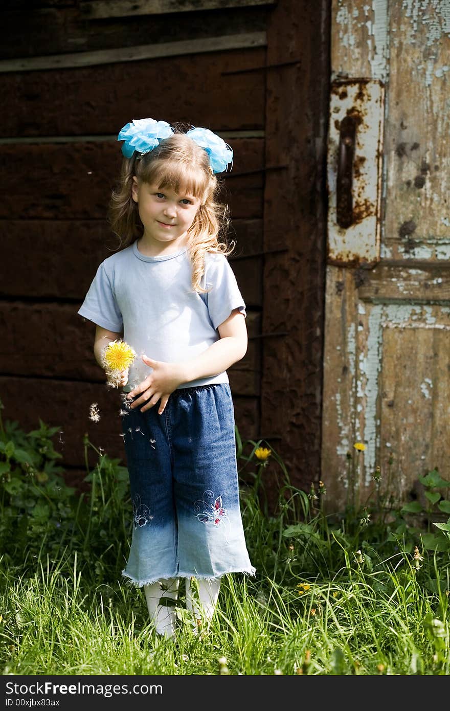 An image of girl with dandelion