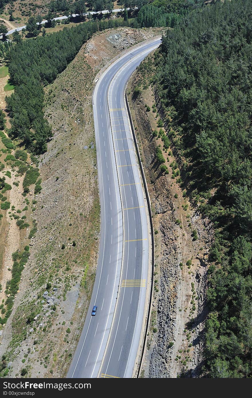 Asphalt road from birdseye view. Asphalt road from birdseye view