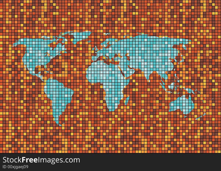 Futuristic background vector with world map designed by mosaic elements. Futuristic background vector with world map designed by mosaic elements.