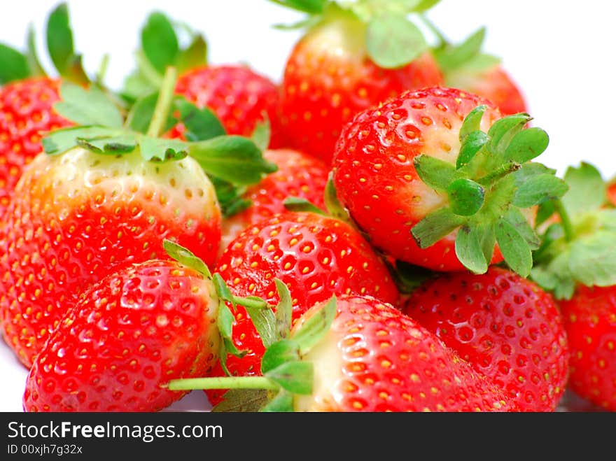 Close up shot of some delicious summer strawberries