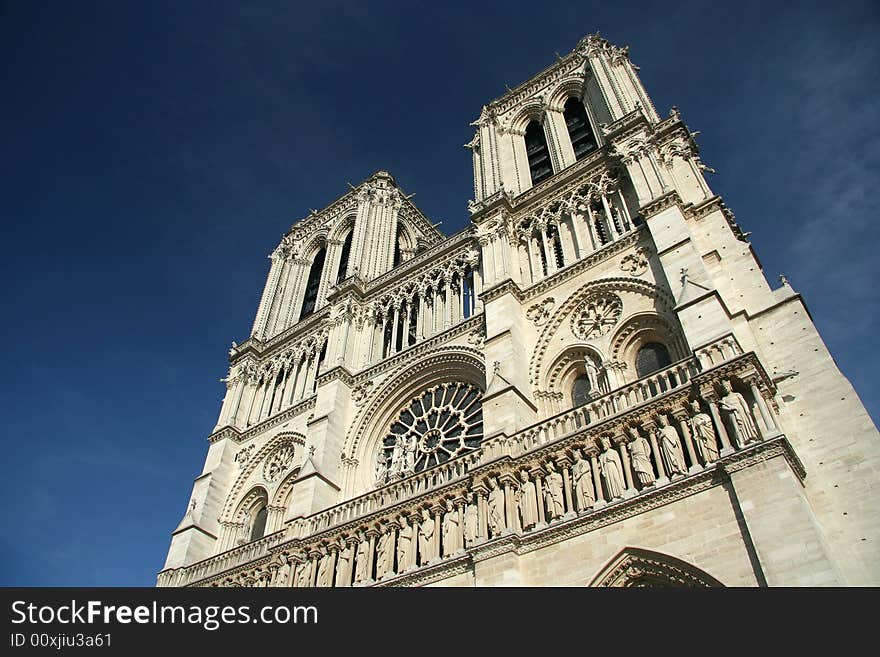 Famous french cathedral Notre Dame with sky. Famous french cathedral Notre Dame with sky