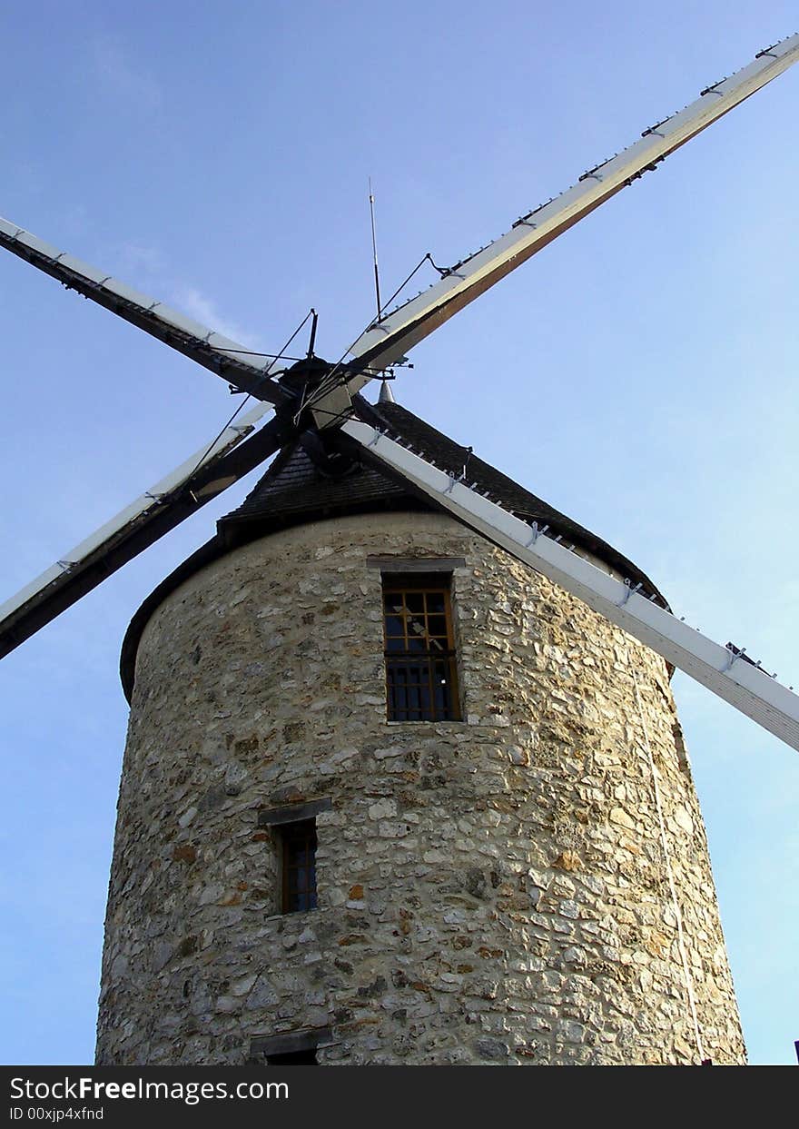 Stone french windmill view from bottom