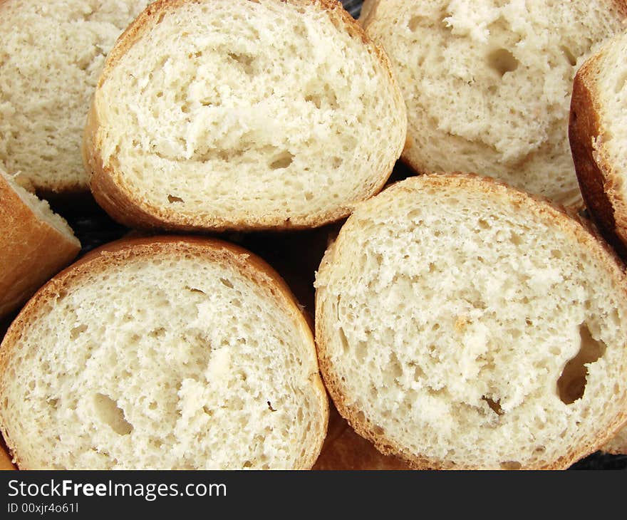 White bread pieces outdoor closeup