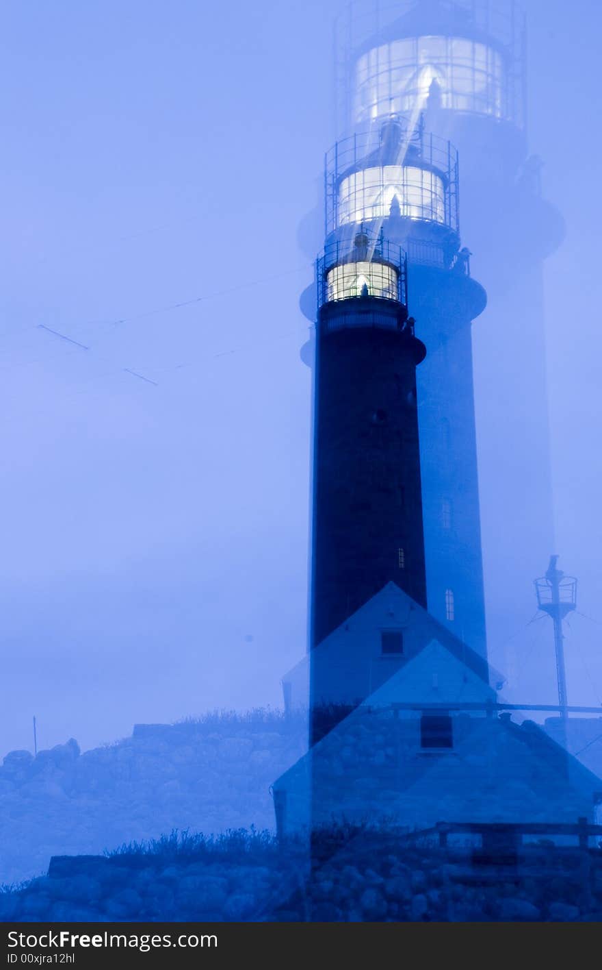 Lighthouse, lights, tower, sea, blue, Lista, house, zoom, night, winter. Lighthouse, lights, tower, sea, blue, Lista, house, zoom, night, winter