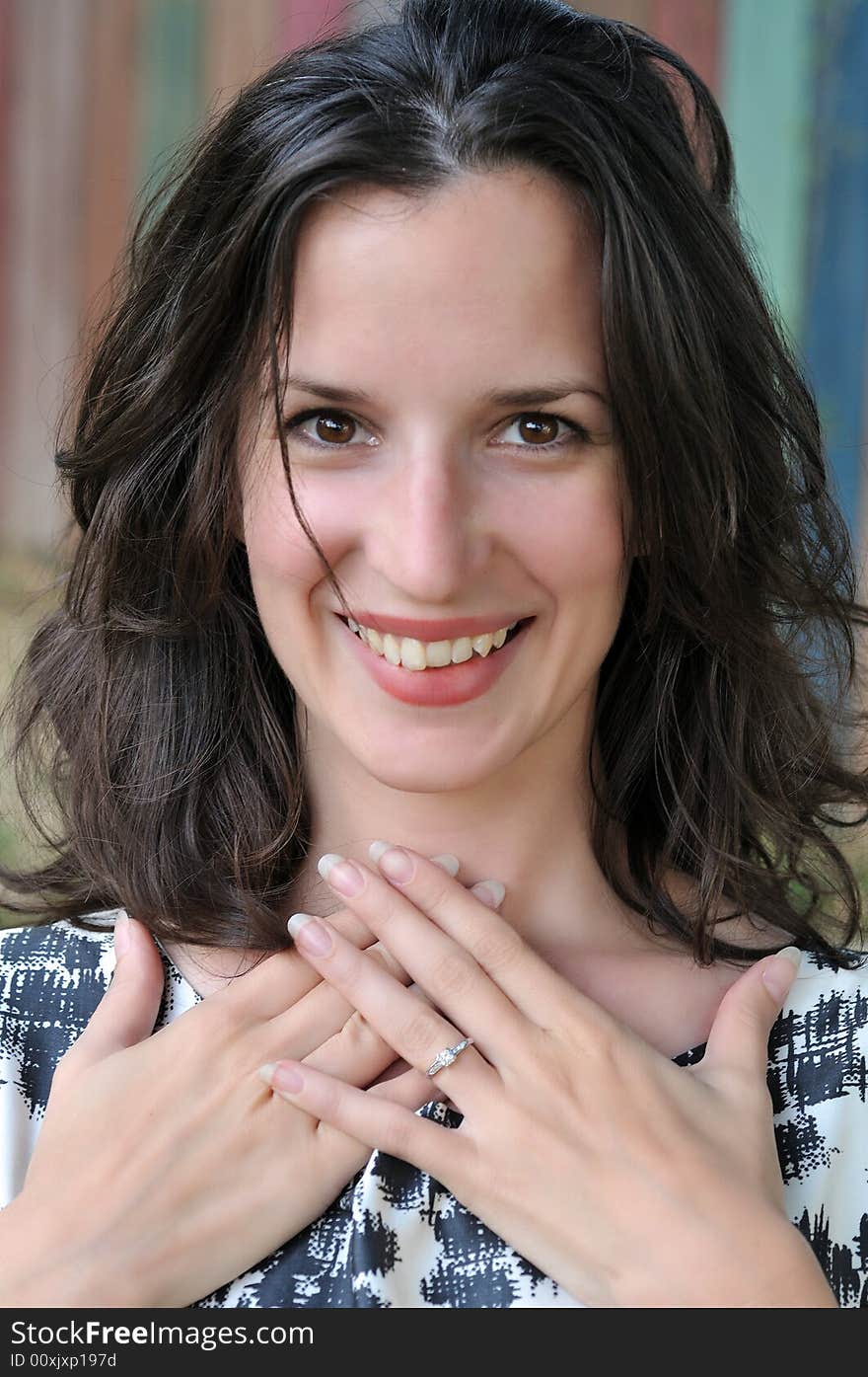 Happy Woman With Engagement Ring